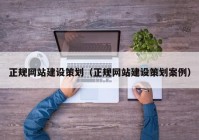 正规网站建设策划（正规网站建设策划案例）