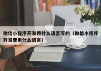 微信小程序开发用什么语言写的（微信小程序开发要用什么语言）