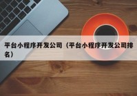 平台小程序开发公司（平台小程序开发公司排名）