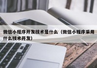 微信小程序开发技术是什么（微信小程序采用什么技术开发）