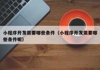 小程序开发需要哪些条件（小程序开发需要哪些条件呢）